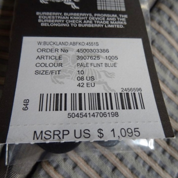 Burberry London Women’s Pin Striped Pant Suit Pale Flint Blue Sz 8 Cotton NWT - Picture 11 of 16